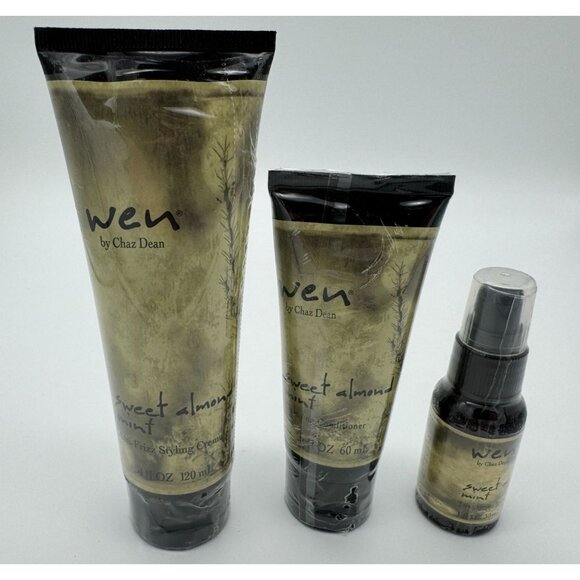 Wen by Chaz Dean Sweet Almond Mint Lot Styling Creme Conditioner Smoothing Gloss - Picture 1 of 4